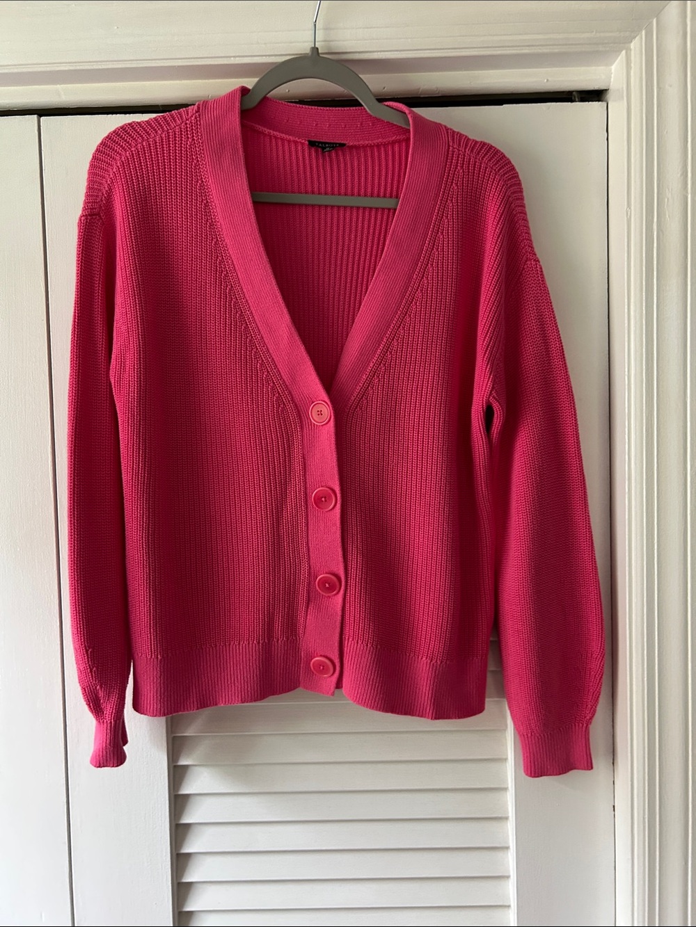 Talbots Hot Pink V-Neck Button Cardigan